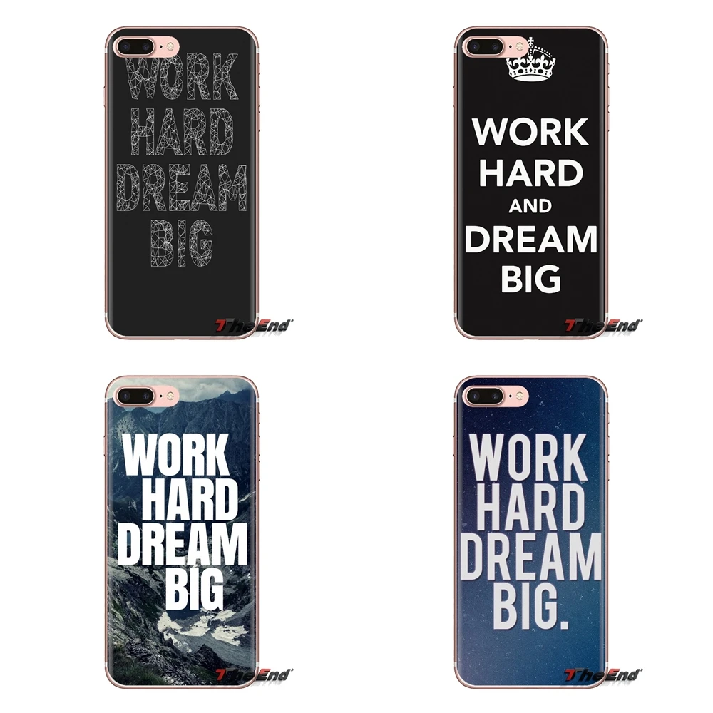 TPU Shell Covers Work Hard Dream Big Quote For Samsung Galaxy S2 S3 S4 S5 MINI S6 S7 edge S8 S9 Plus Note 2 3 4 5 8 Coque Fundas |