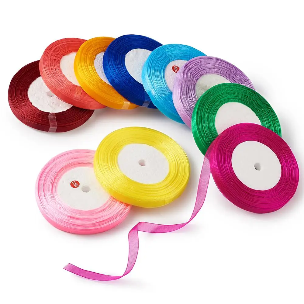 

10rolls/set Organza Ribbon Mixed Color For Handmade DIY Making Stringing Materials