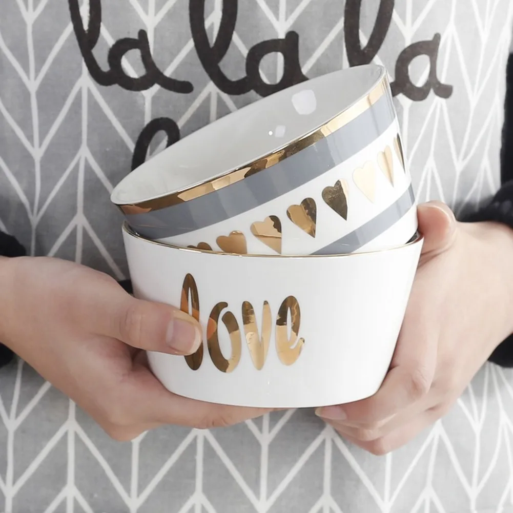 Золотая керамическая Салатница в европейском стиле чаша для смешивания зерен