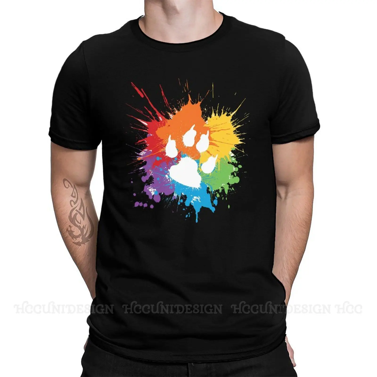 

Men's Paw Pride Dark 2019 T Shirts LGBT Transgender 100% Cotton Clothing Funny Short Sleeve Crewneck Tee Shirt For Adults