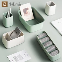 youpin two color desktop storage box contrast pen pencil holder abs makeup brush holder organizer office sundries storage stand
