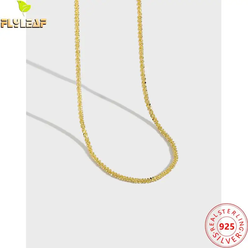 925 стерлингового серебра Попкорн цепи ожерелье для женщин простой Стиль 18k золото