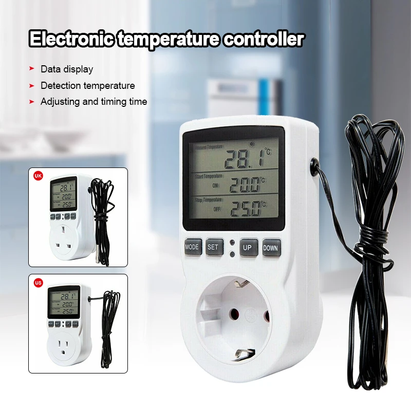 

Electric Digital Thermostat Regulator Temperature Controller Socket Outlet Timer