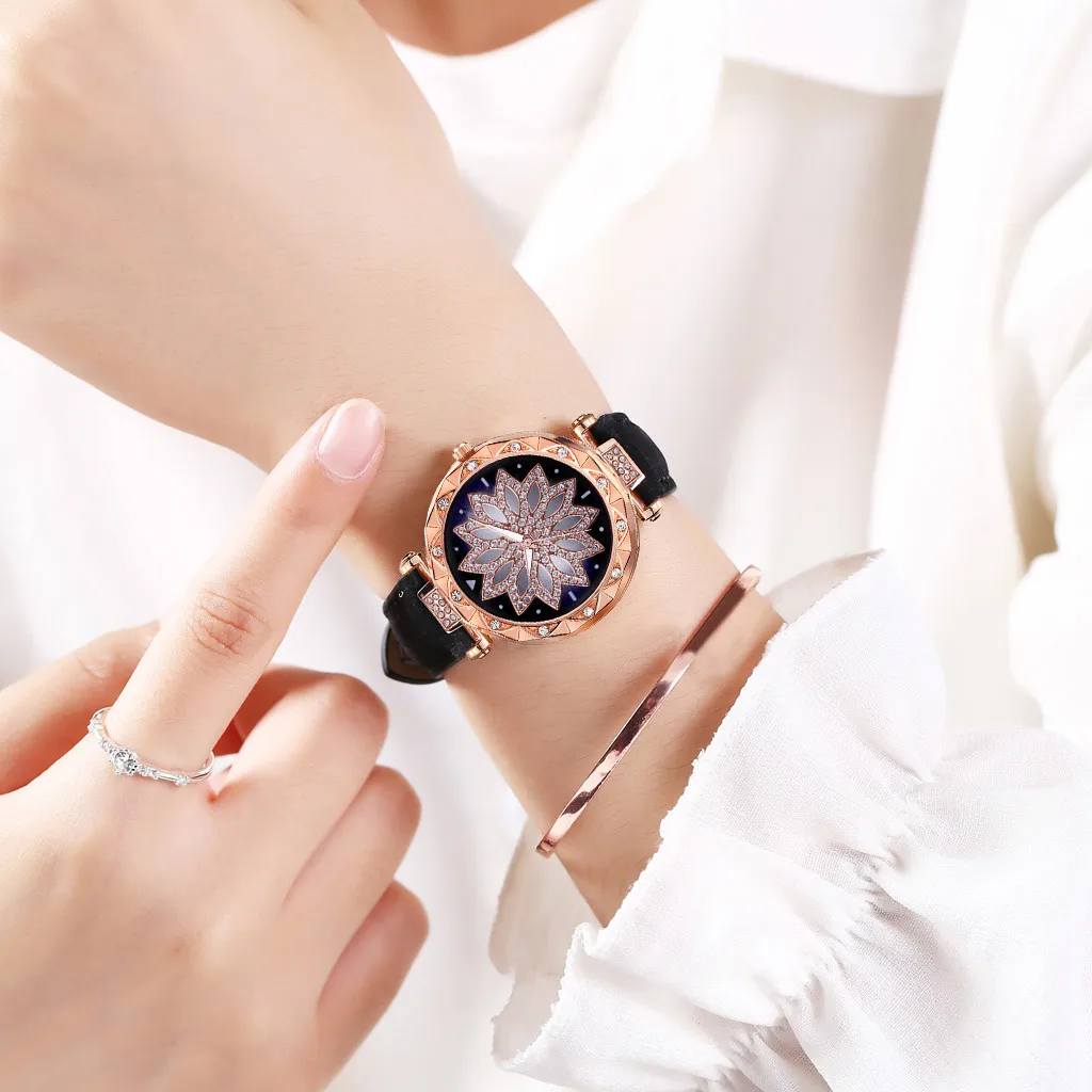 Часы Vansvar женские с ремешком шипами повседневные модные кристаллами|Женские