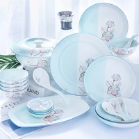 38pcs dish set household jingdezhen bone china ceramic simple nordic dinner bowl chopsticks soup bowl plate combination