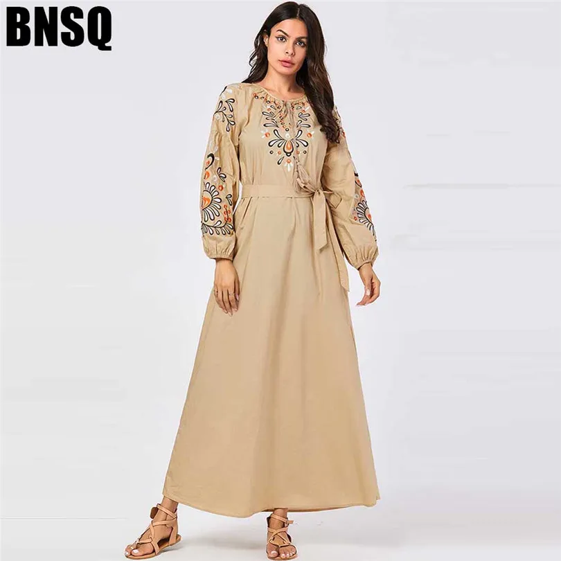 Женская мусульманская одежда макси с длинным рукавом длинное платье