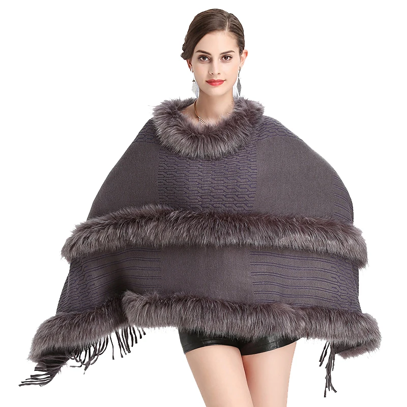 Осенне зимняя новая кашемировая шаль с круглым воротником и кисточками| |