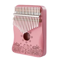 17 keys pink kalimba finger thumb piano mahogany for beginner musical creative music box cute kalimba keyboard instruments
