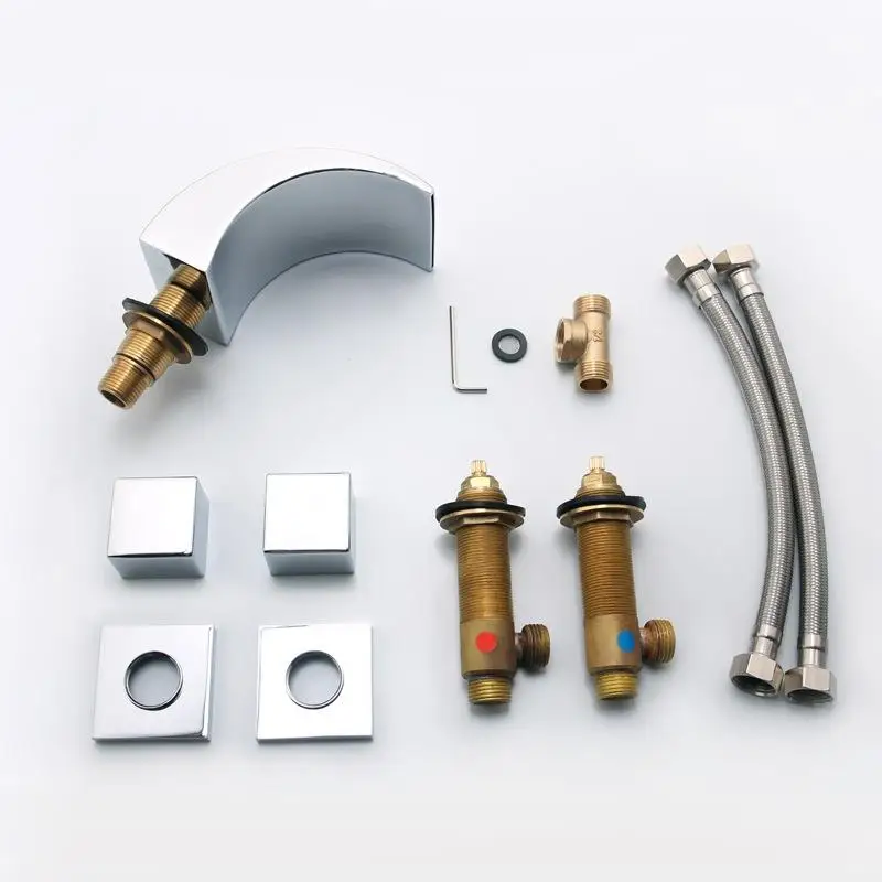 

Bathtub Faucet LED Waterfall Spout Deck Support Mixer Tap Hot and Cold Water Ceramic Valve Faucet