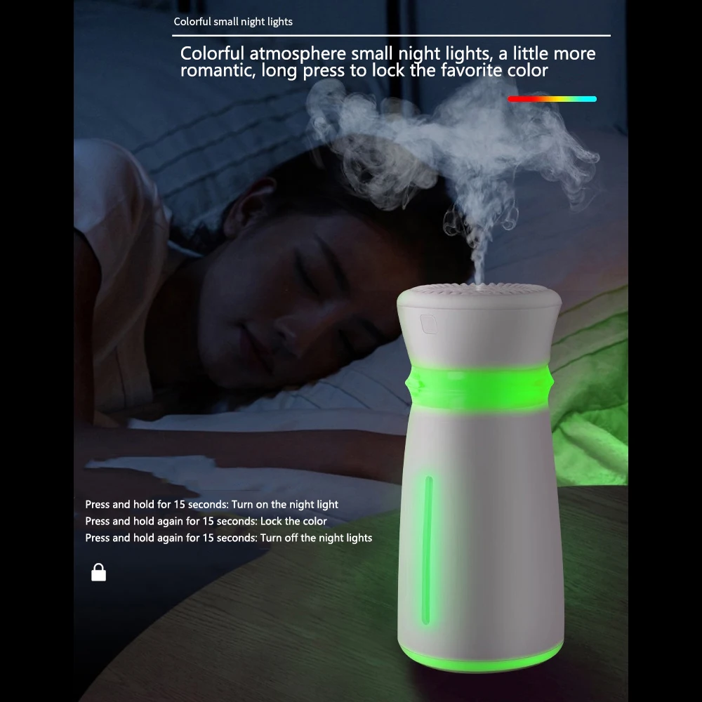 

Air Humidifier Eliminate Static Electricity Clean Air Care for Skin Nano Spray Technology Mute Design 7 Color Lights Car Office