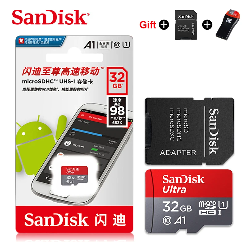 SanDisk micro sd 128 Гб 64 Гб 100 МБ/с./с 32 ГБ 16 ГБ TF usb флеш-карта памяти microsd класс 10 карта памяти флеш-накопитель с адаптером