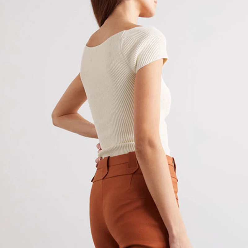 Женская трикотажная рубашка TWOTWINSTYLE Весенняя блузка с квадратным вырезом и