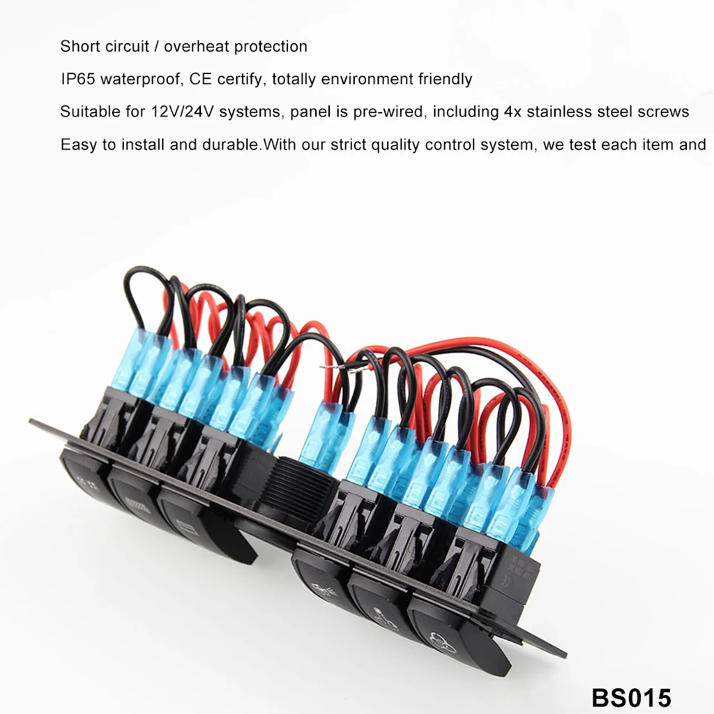 

6 кнопочный кулисный переключатель с цифровым вольтметром, водонепроницаемый цветной светодиод для автомобиля, прицепа, морской лодки