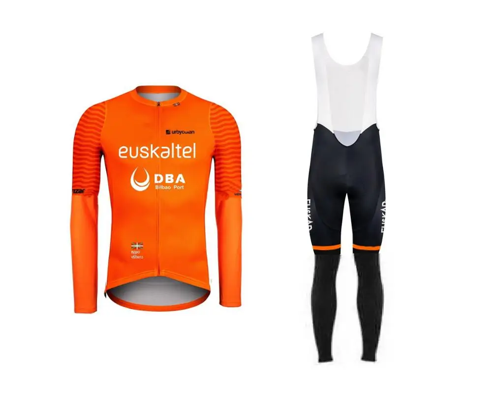 

Зимняя флисовая Термоодежда 2020 Euskaltel DBA TEAM Мужская велосипедная Джерси с длинным рукавом велосипедная одежда с нагрудником Ropa Ciclismo