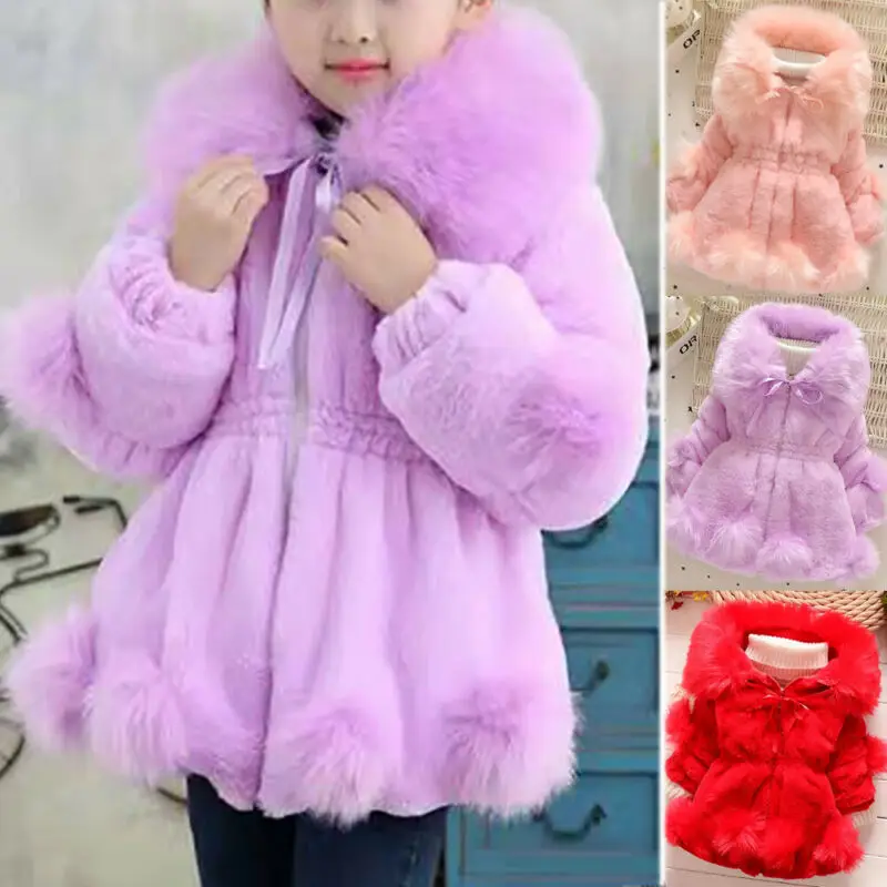 

Girls Boys Winter Coat Fur Warmer Long Parka Windproof Jacket Kids Paded