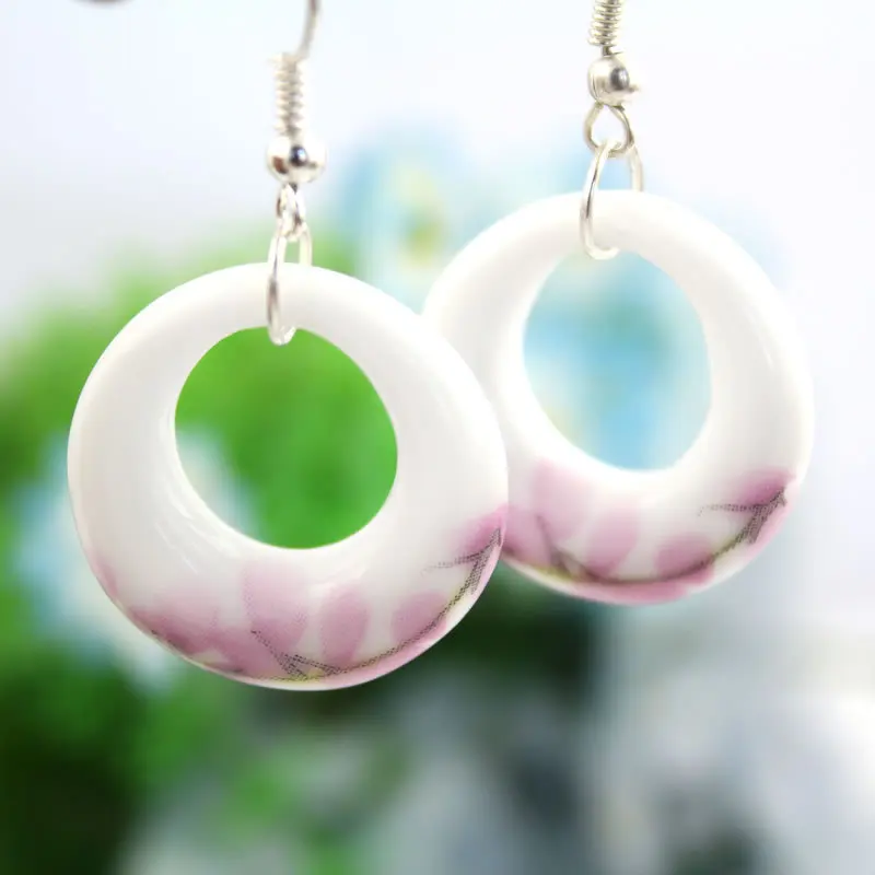 Высококачественные керамические Эффектные серьги капли с цветком высокое