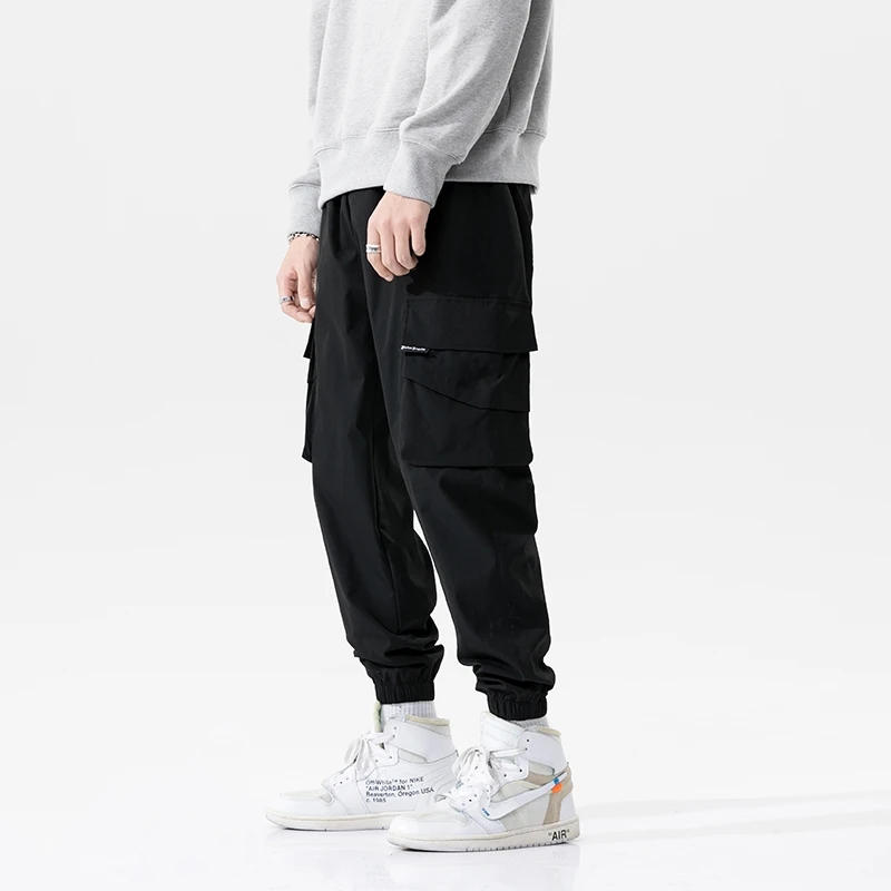 

Hip Streetwear Hop Cargo Pants Men's Joggers Pants Multi-pocket Black Trousers Harajuku Sportswear Casual Sweatpants Male