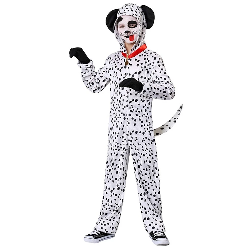 halloween Kids Boys Onesie Dalmatian Spotty Dog Cosplay Costume Black White Cute Animal Kigurumi Jumpsuit Pajama for Adult | Тематическая