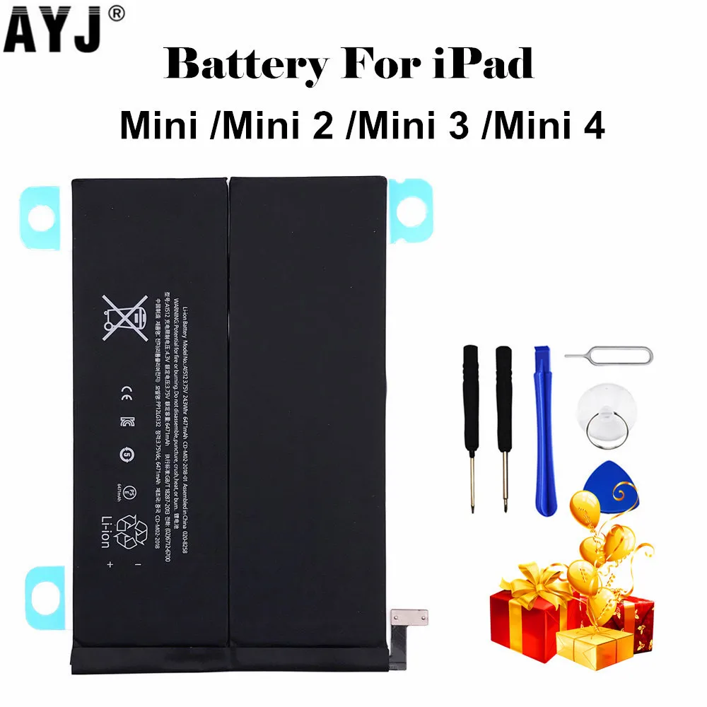 Аккумулятор AYJ 100% для ipad mini 2 Retina 3 A1489 A1490 A1491 A1599 6471 мАч|Аккумуляторы мобильных