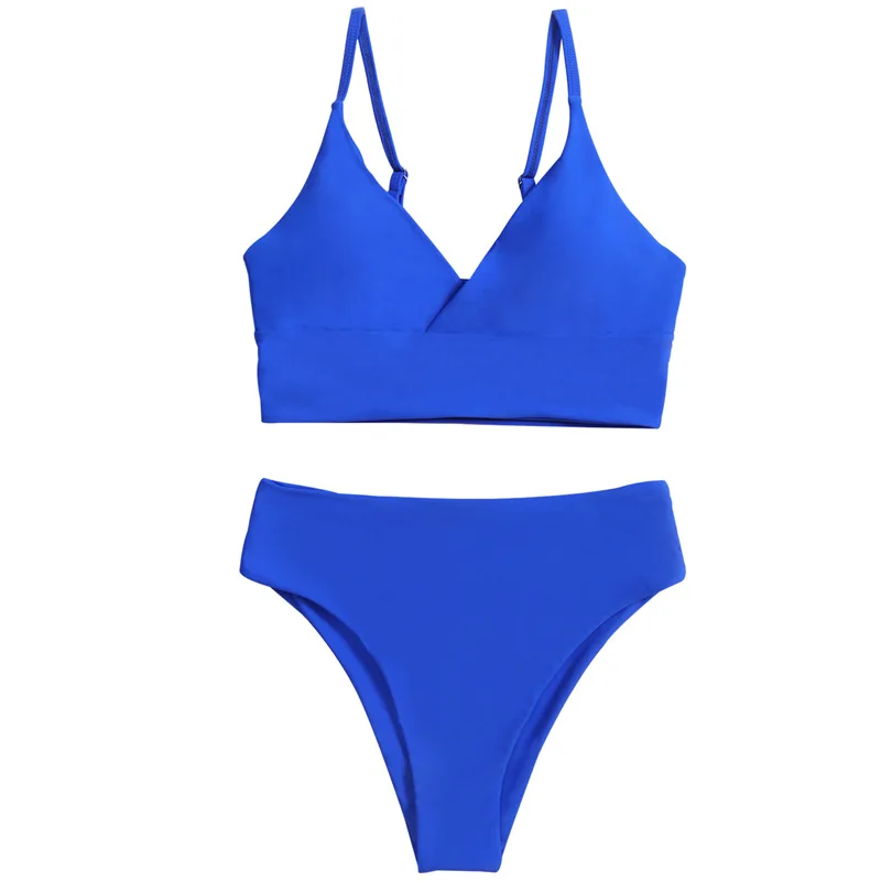 

2021 Bikini Set Sexy Solid Two Piece Swimsuit Women Brown High Waist Triangle Ladies Underwear Swimwear Bathing Suit 11 Colors