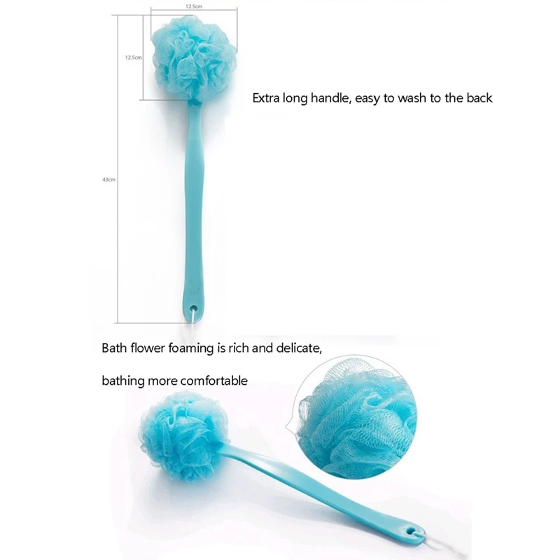 

Bath Sponge Long Handle Back Scrubber Shower Body Exfoliating Soft Brush