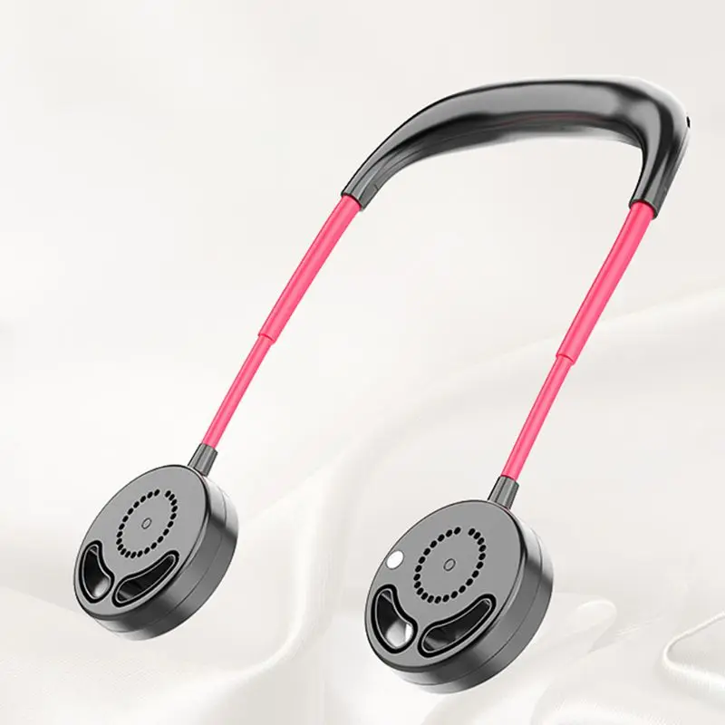 

Handsfree neckband hanging USB leafless rechargeable hanging neck double fan