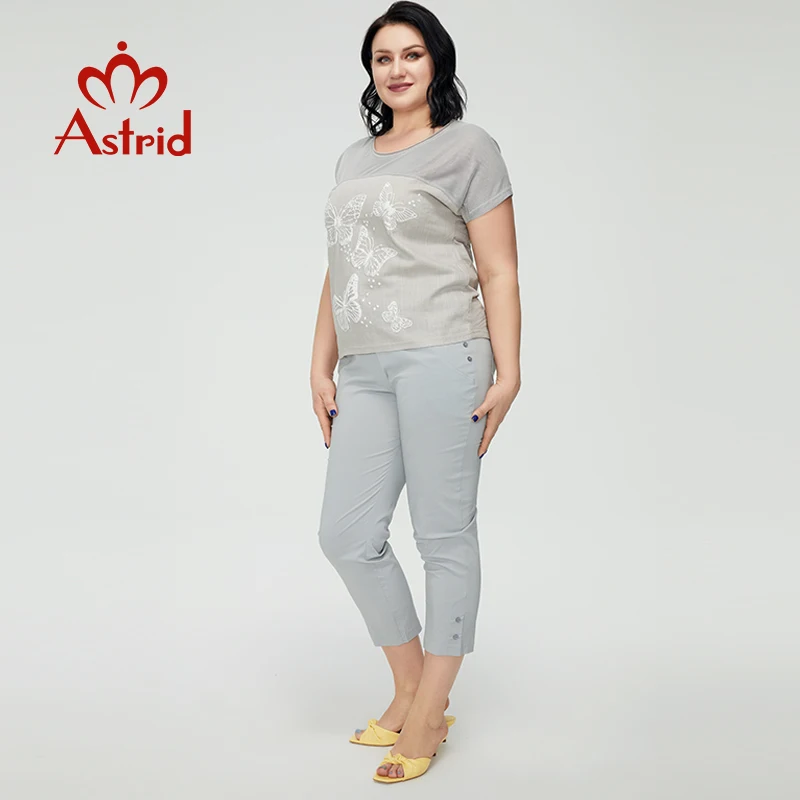 Astrid летние женские брюки 2022 хлопок Капри Модные Классические однотонные Большие