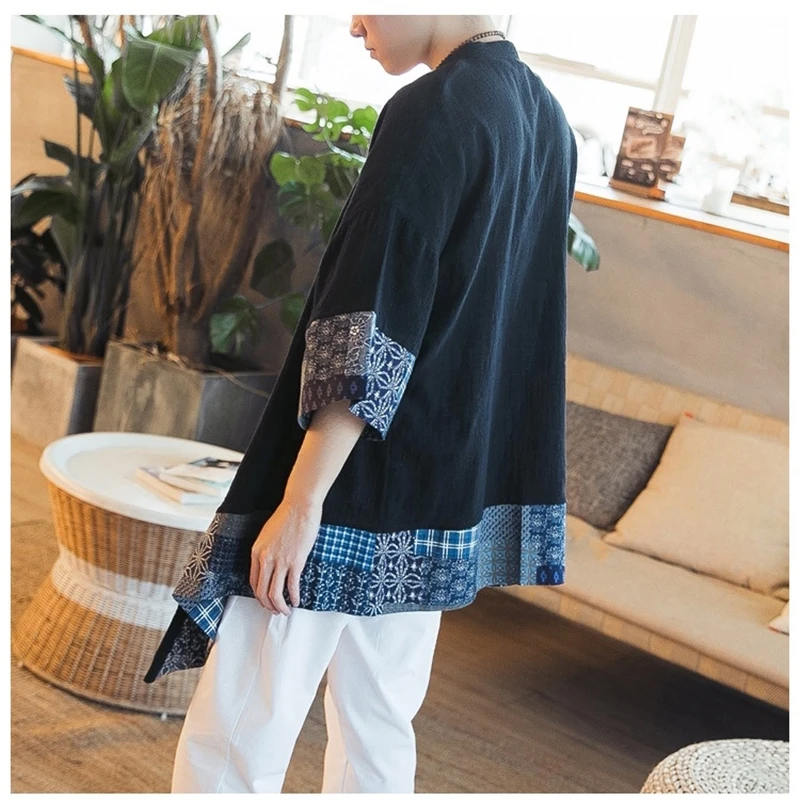 Японские кимоно кардиган для мужчин Haori Yukata мужской костюм самурая одежда куртка