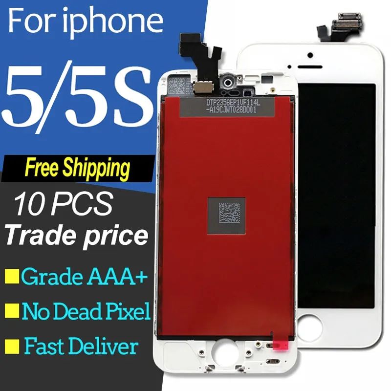 10 шт./лот качество AAA для iPhone 5 5S ЖК дисплей сенсорный экран запасные части полный