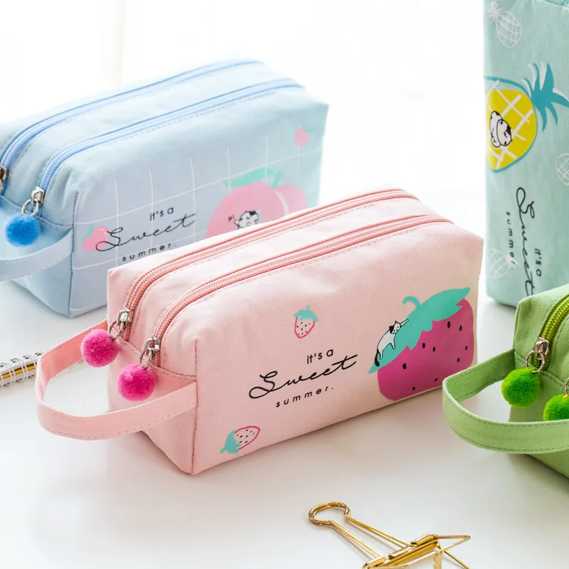 Корейский школьный чехол карандаш для девочек и мальчиков Kawaii коробка фруктовых