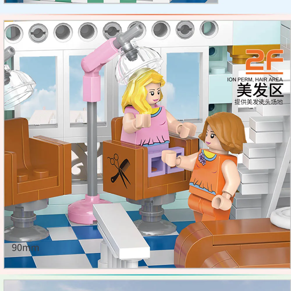 Lepining Streetview строительные блоки кирпичи город МОС Barbershop модель сборки игрушки