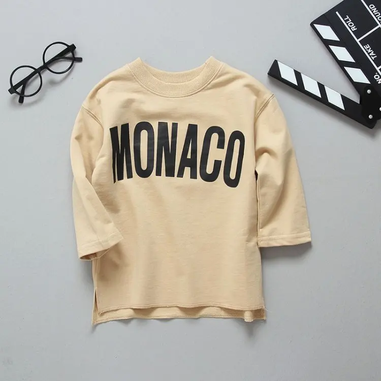 Летняя футболка с принтом из мультфильма MONACO для маленьких мальчиков футболки и