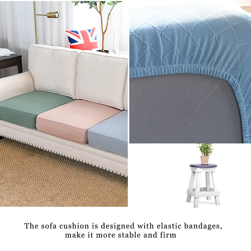 

Sofa Seat Cushion Cover Jacquard Thick Stretch Slipcover Removable Solid Color Furniture Protector Couch Cover 1/2/3/4 Seat