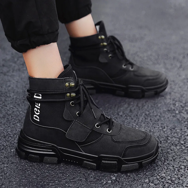 Мужская обувь Кожаные зимние мужские прогулочные ботинки в британском стиле