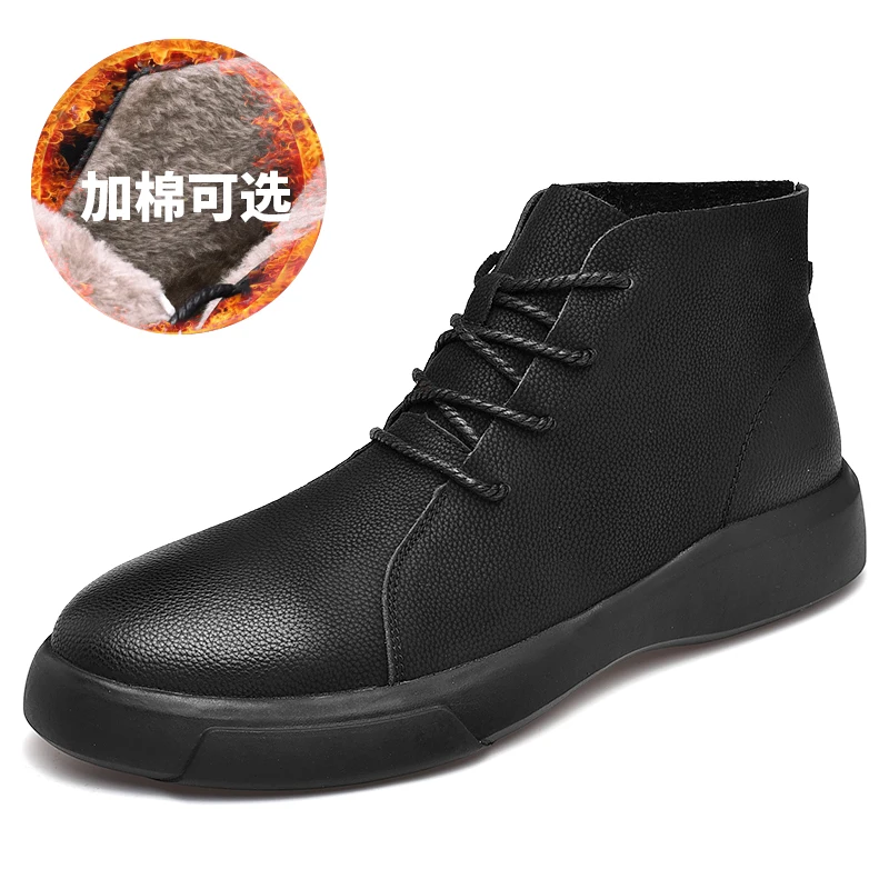 Black plus velvet Новинка года; женские и мужские Ботинки martin из натуральной кожи; Зимние ботильоны для пары; Повседневная модная женская обувь на шнуровке; Цвет Черный; botas mujer - Цвет: Black plus velvet