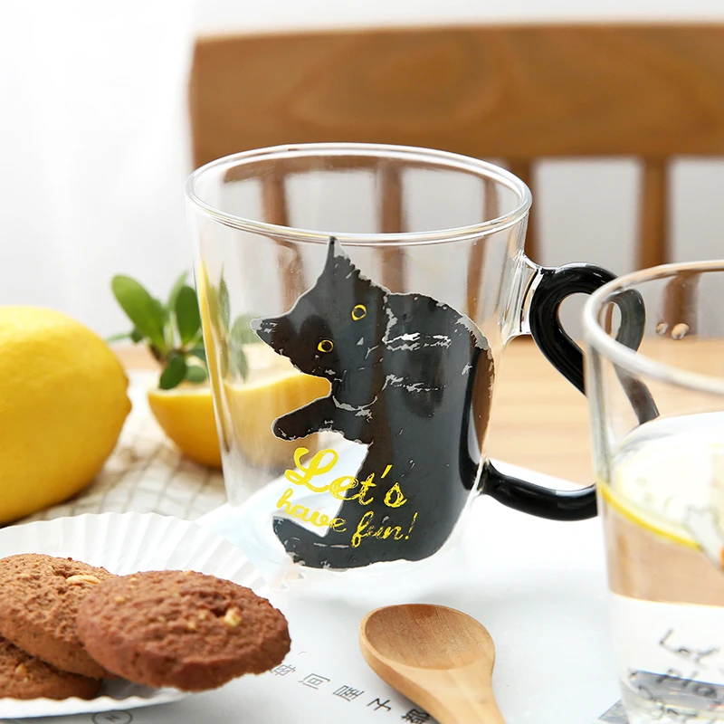Милая бутылка для воды девочек прозрачная стеклянная чашка в виде кошки