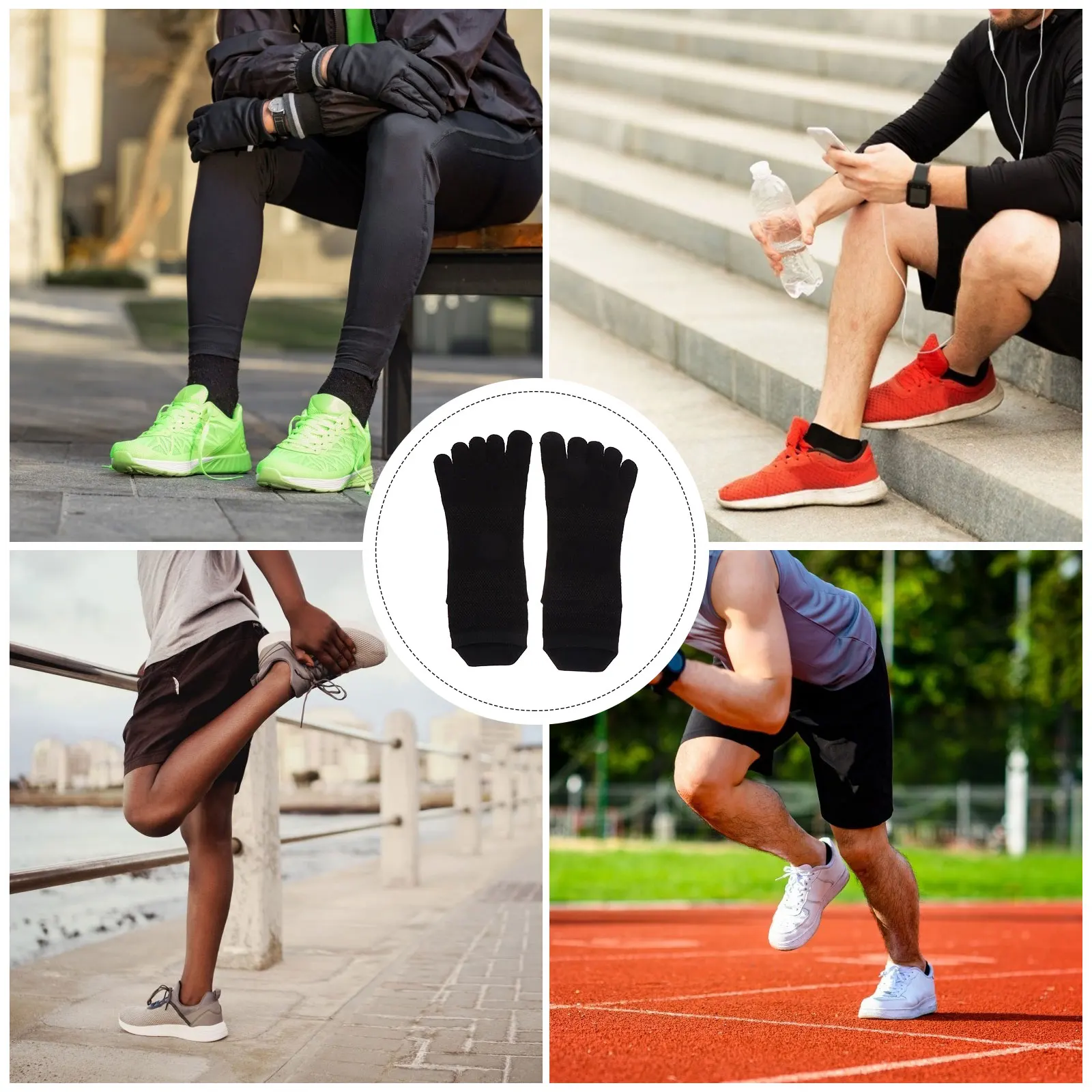 

3 Pairs Split Toes Socks Short Socks Cotton Socks Sport Socks Separated-Toes Socks For Men Male Adult Running Sports