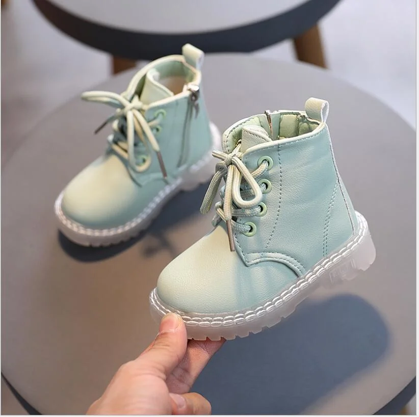 New Spring And Autumn Children's Martin Boots Boys And Girls Soft Sole On Slip Zipper Fashion Single Boot Baby Walking Shoes