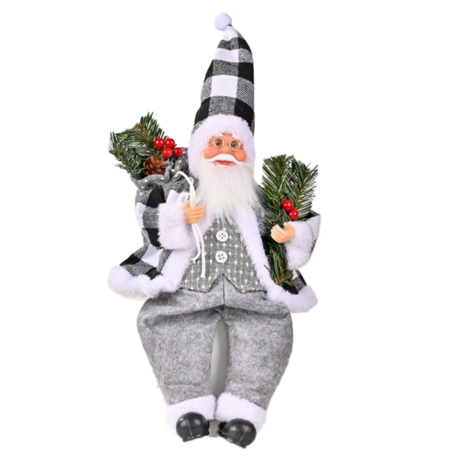 

Рождественский домашний декор 2021, рождественские украшения в клетку с Санта-Клаусом, праздничные подарки, украшение для дома