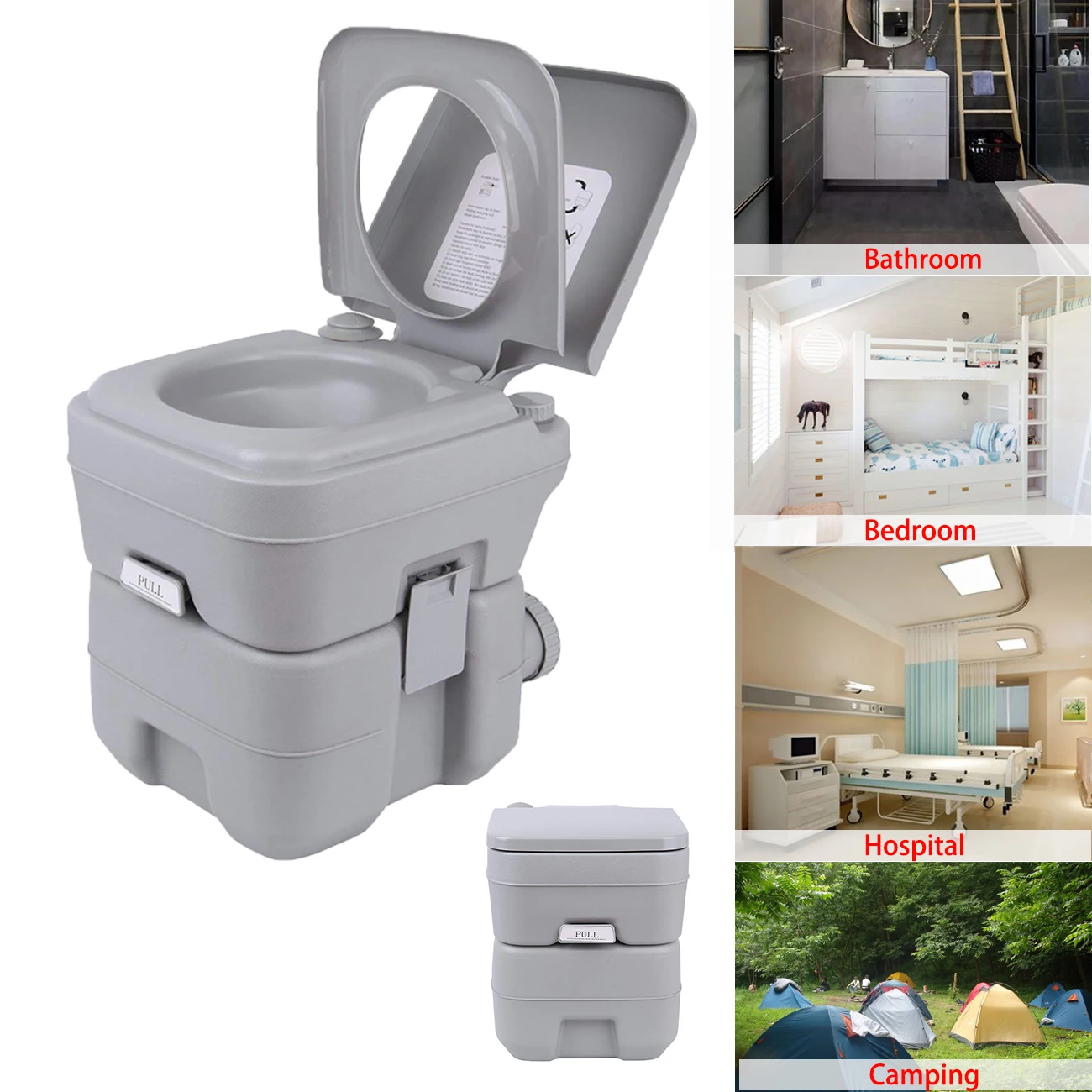 

Honhill Portable Toilet Outdoor Camping Load 130kg Adult Children Mobile Toilet Camping Toilet For Home Hospital Travel Boat 20L