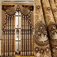european style curtains for living dining room bedroom coffee color chenille villa embroidered valance curtains