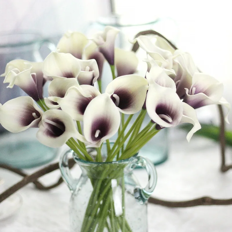 

10pcs/lot PU Mini Calla Lily Artificial Flower Wall Wedding Flower Arrangement Home Decoration Bouquet Calla Floral