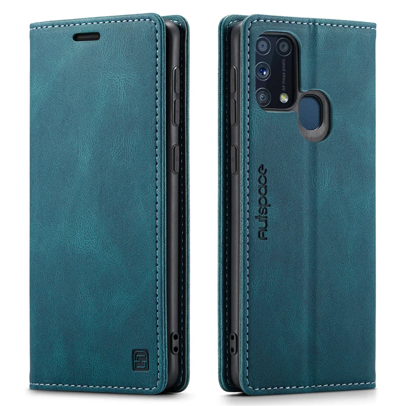 

Strong Magnetic Matte Book Leather Stand Phone Case For Samsung Galaxy M31 Flip Wallet TPU Bottom Shell Cover