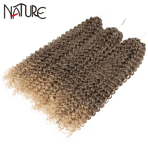 Nature Hair Synthetic Afro Kinky Curly Hair Passion Twist Crochet Hair Extension 3 Bundles Water Wave Braiding Hair Blonde Ombre