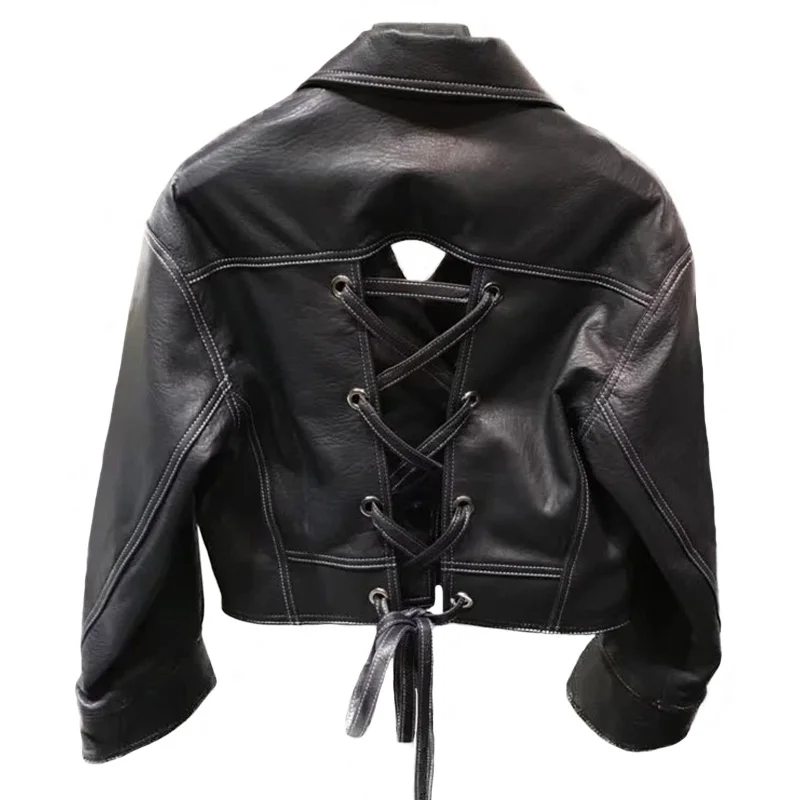 Женская куртка из натуральной овечьей кожи верхняя одежда короткая стильная