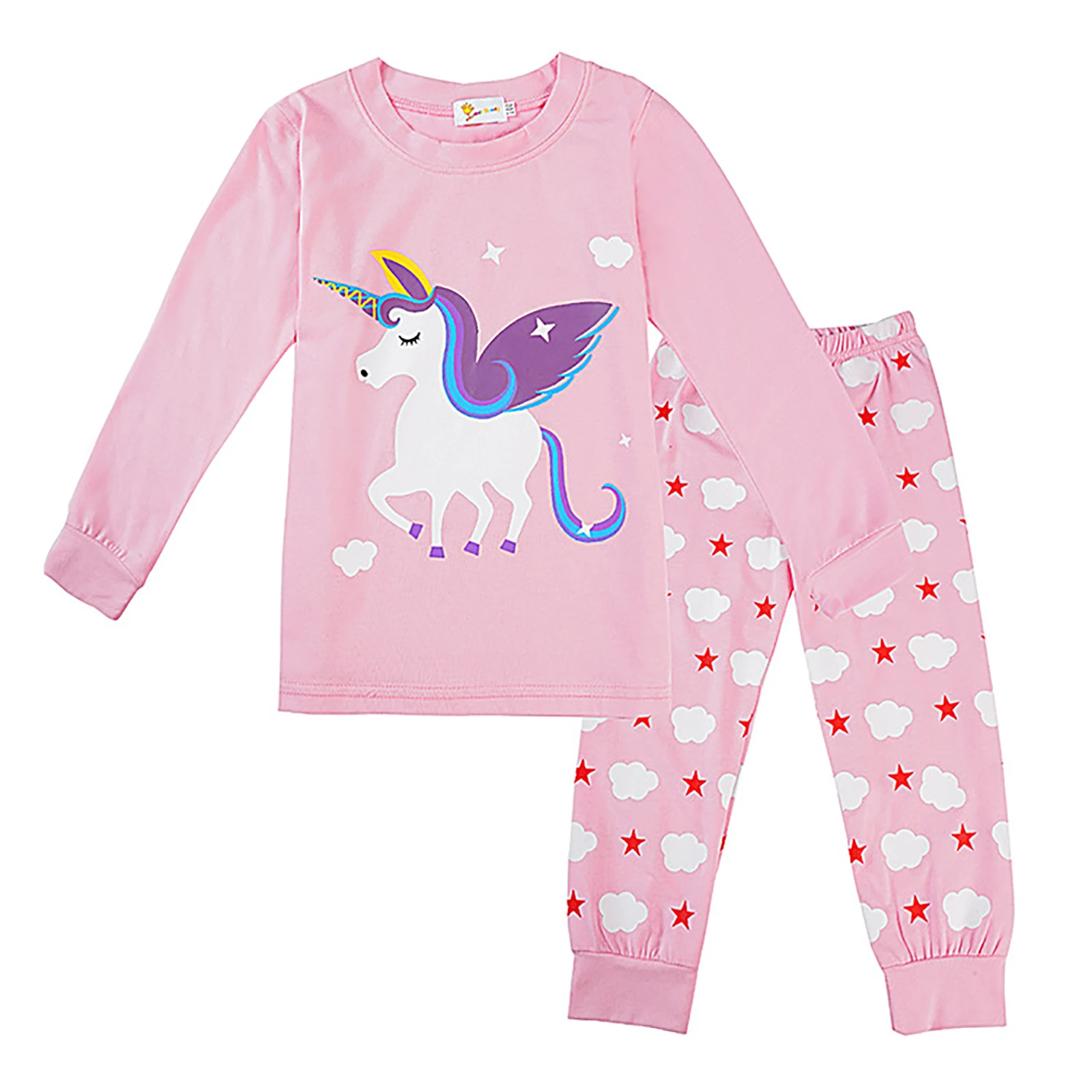 

Kids Sleepwear Cotton Spring Autumn Casual Children Household Suit Long Sleeve Cute Cartoon T-shirt Tops Pants Girls Pajamas Set