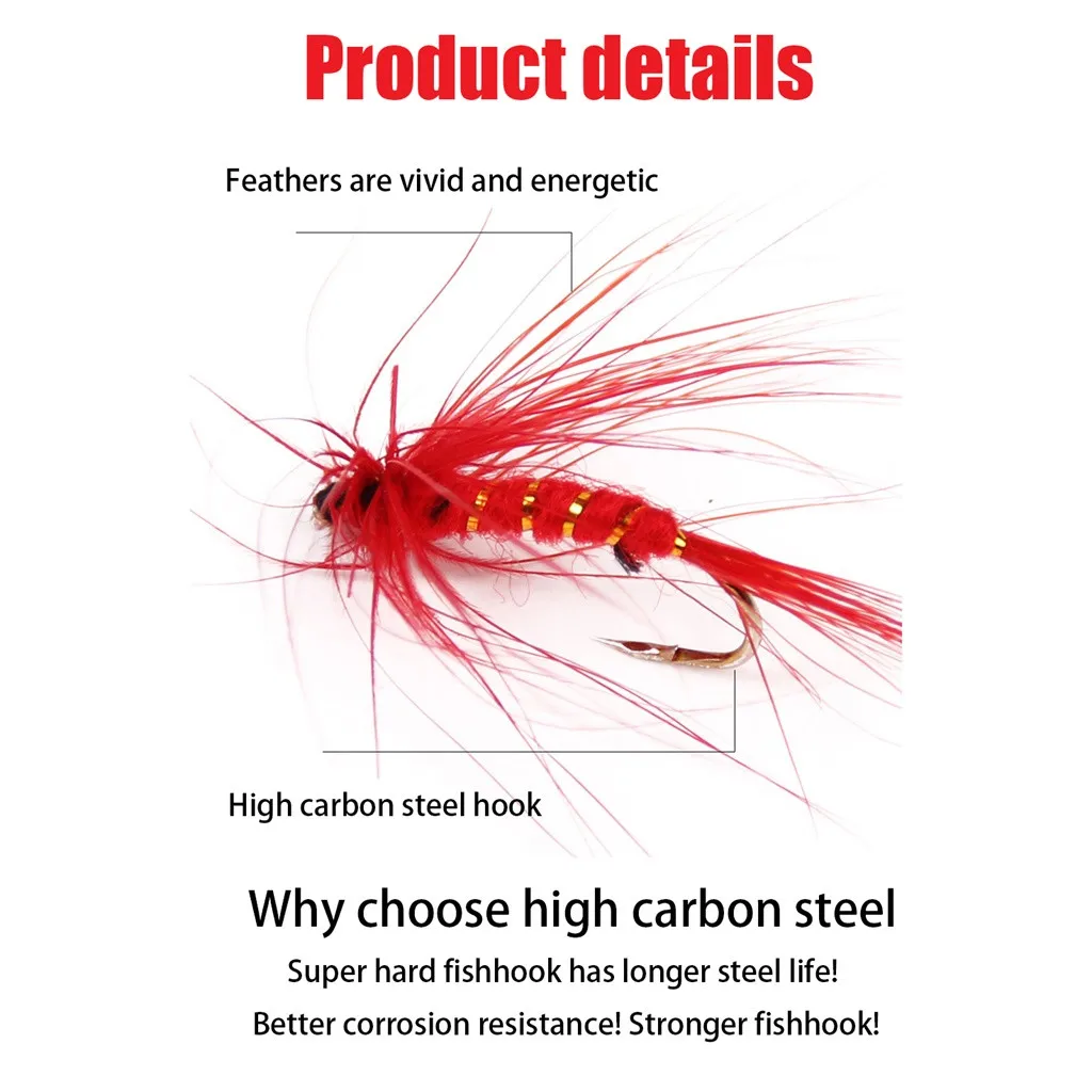 40 шт. рыболовная приманка с крючком для ловли нахлыстом|Рыболовные крючки| |