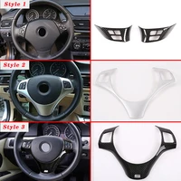 carbon fiber style car steering wheel decoration cover trim frame sticker for bmw 1 series e87 3 series e90 e92 auto accessories