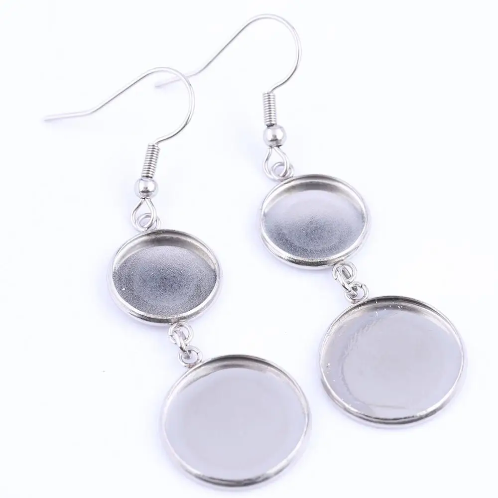 Круглые Серьги Кабошон из нержавеющей стали 10 шт. 12 мм 16 комплектующие для