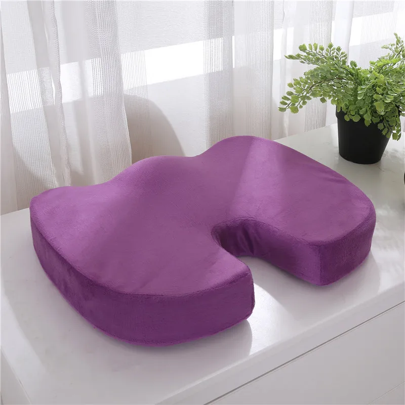 purple Дорожная дышащая u-образная подушка для сиденья Coccyx ортопедический пенный наполнитель с эффектом памяти U массажные на сиденья Подушка для стула домашняя подушка для сиденья автомобиля - Цвет: purple